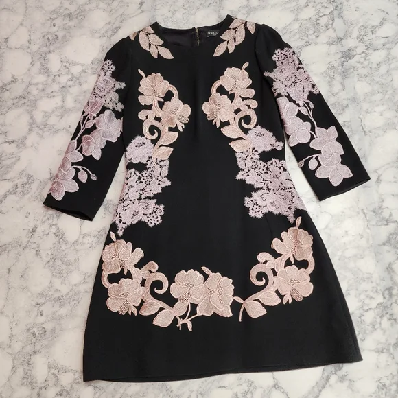 dolce and gabbana embroidered dress Dolce & Gabbana Pink Floral Embroidery Pleated A-line Dress main image 1